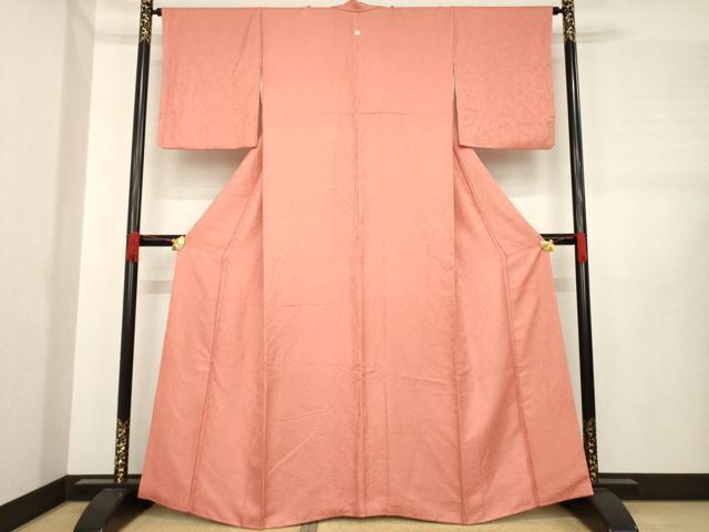 平和屋着物●上質な色無地　真赭色　正絹　逸品　AABE2504ck