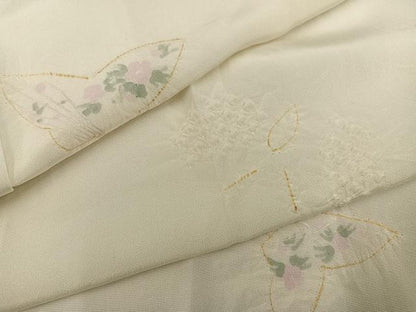 平和屋着物●長襦袢 無双仕立て 絞り 舞蝶花文 正絹 逸品 未使用 AABE2522ph