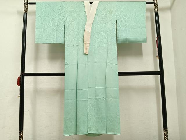 平和屋着物●長襦袢 袷 花地紋 色無地 山葵色 正絹 逸品 AABE2523ph