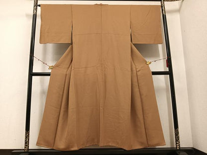 平和屋着物●上質な色無地　丁子染色　正絹　逸品　AABE2531ph