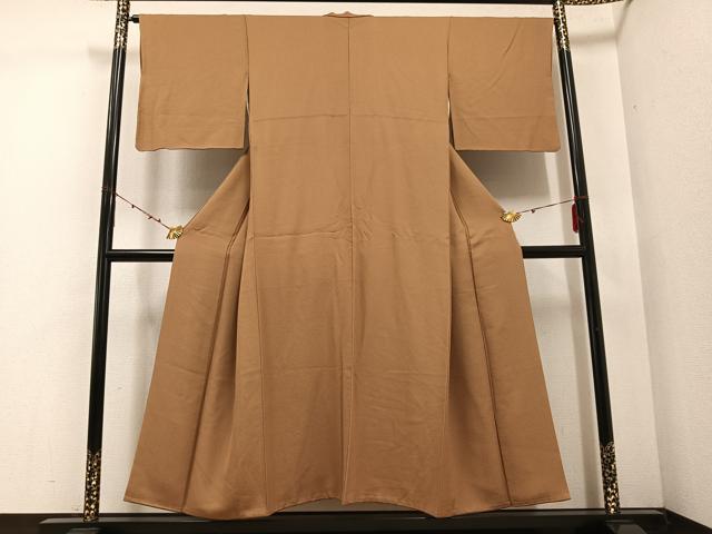 平和屋着物●上質な色無地　丁子染色　正絹　逸品　AABE2531ph