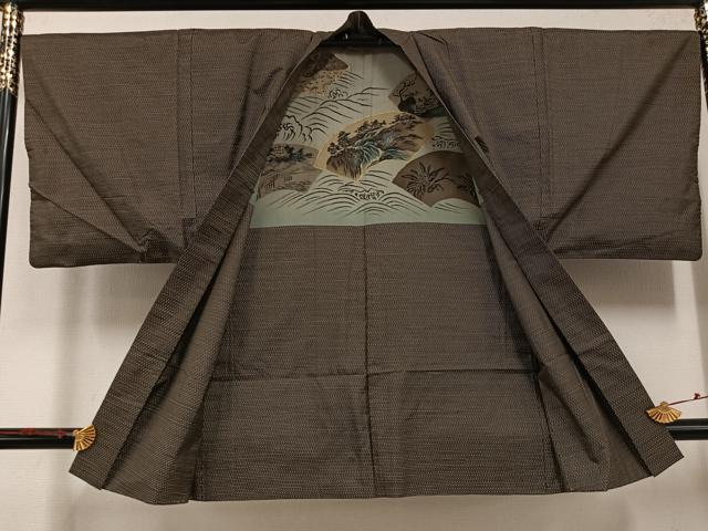 平和屋着物●男性 本場大島紬 アンサンブル 亀甲絣 正絹 逸品 AABE2534ph