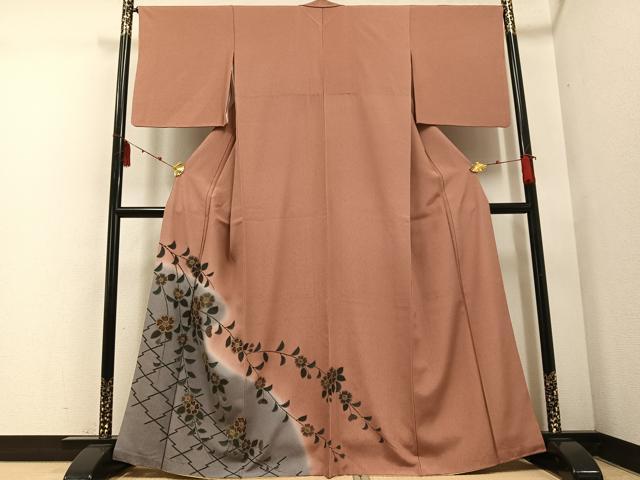 平和屋着物●訪問着　枝垂れ花文　暈し染め　金彩　正絹　逸品　AABE2589ph