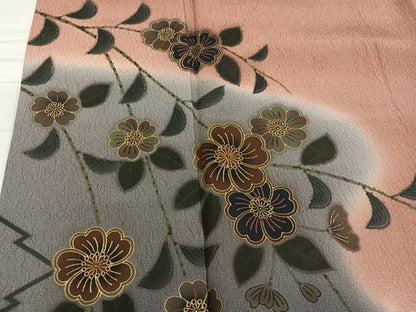 平和屋着物●訪問着　枝垂れ花文　暈し染め　金彩　正絹　逸品　AABE2589ph