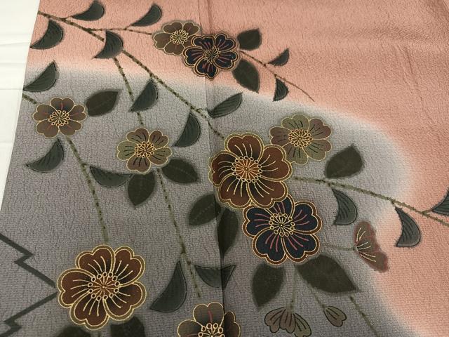 平和屋着物●訪問着　枝垂れ花文　暈し染め　金彩　正絹　逸品　AABE2589ph