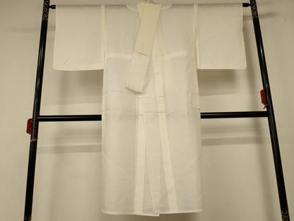 平和屋着物＊夏物　長襦袢　絽　流水萩紋紗　鳥の子色　麻　逸品　AABE2601jd