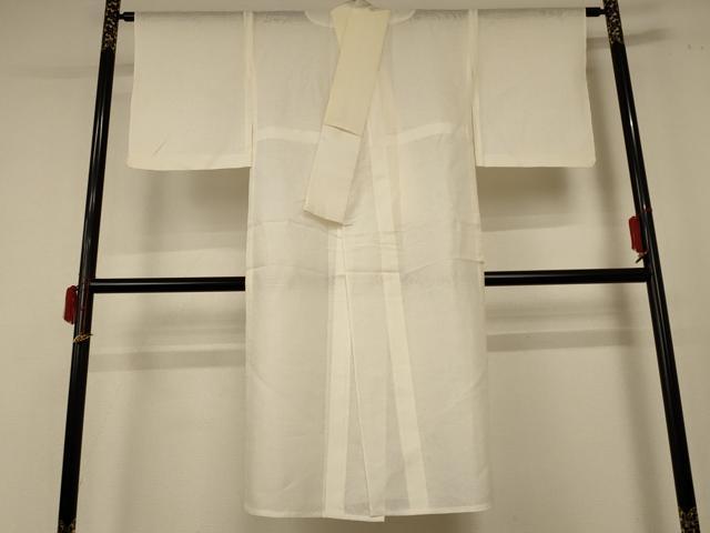 平和屋着物＊夏物　長襦袢　絽　流水萩紋紗　鳥の子色　麻　逸品　AABE2601jd