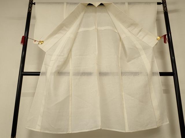 平和屋着物＊夏物　長襦袢　絽　流水萩紋紗　鳥の子色　麻　逸品　AABE2601jd