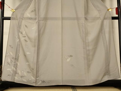 平和屋着物＊夏物 訪問着 絽 駒刺繍 草花文 反端付き 正絹 逸品 AABE2603jd