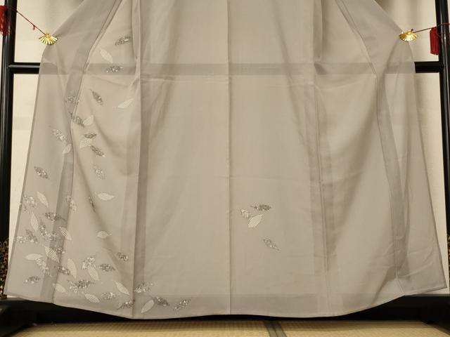平和屋着物＊夏物 訪問着 絽 駒刺繍 草花文 反端付き 正絹 逸品 AABE2603jd