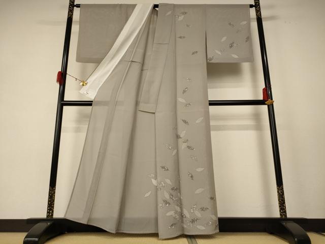 平和屋着物＊夏物 訪問着 絽 駒刺繍 草花文 反端付き 正絹 逸品 AABE2603jd