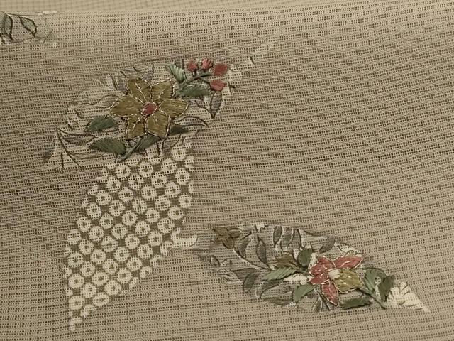平和屋着物＊夏物 訪問着 絽 駒刺繍 草花文 反端付き 正絹 逸品 AABE2603jd