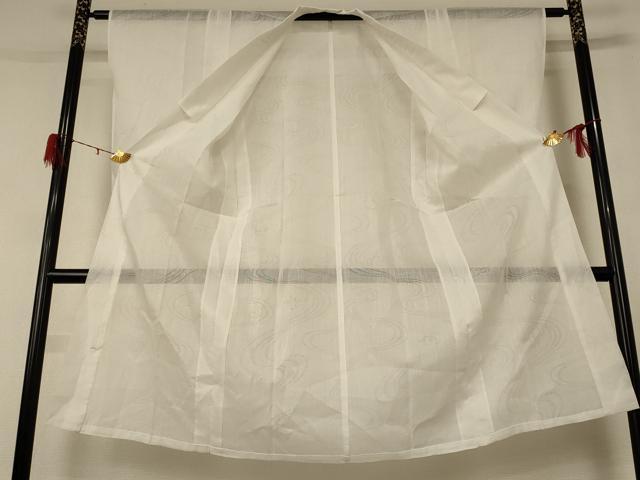 平和屋着物＊夏物　長襦袢　立波流水紋紗　白色　麻　逸品　AABE2606jd