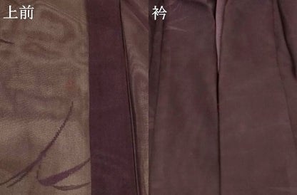 平和屋着物＊夏物 色無地 笹紋紗 黒紅色 正絹 逸品 AABE2609jd