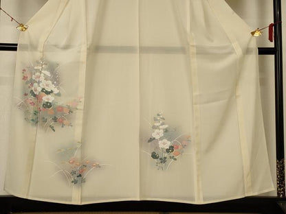 平和屋着物＊夏物 訪問着 絽 友禅 草花文 暈し染め 銀彩 正絹 逸品 AABE2610jd