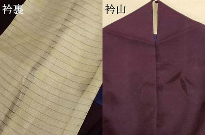平和屋着物＊夏物　色無地　絽　流水舞葉紋紗　似せ紫色　正絹　逸品　AABE2611jd