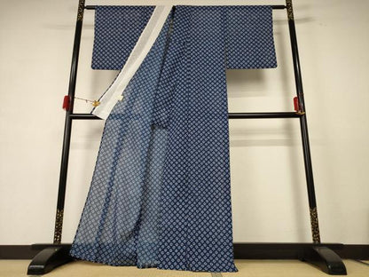 平和屋着物＊夏物 小紋 絽 花尽くし さんび謹製 洗える着物 AABE2614jd