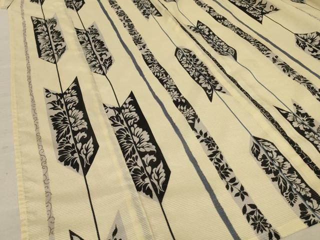 平和屋着物＊夏物 小紋 絽 矢羽草花文 洗える着物 AABE2617jd