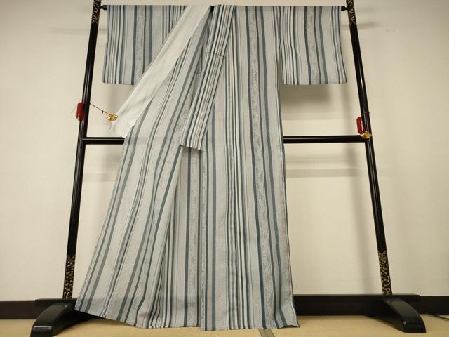 平和屋着物＊夏物 小紋 絽 間道 洗える着物 AABE2618jd