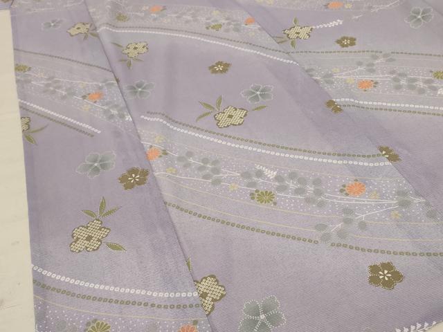 平和屋着物＊夏物　小紋　絽　草花文　洗える着物　AABE2619jd