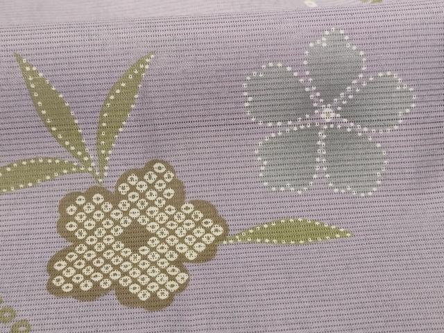 平和屋着物＊夏物　小紋　絽　草花文　洗える着物　AABE2619jd