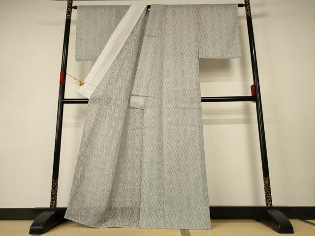 平和屋着物＊夏物　小紋　紗　幾何学文様　洗える着物　AABE2621jd