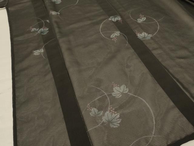 平和屋着物＊夏物 小紋 紗 葡萄 黒地 洗える着物 AABE2629jd
