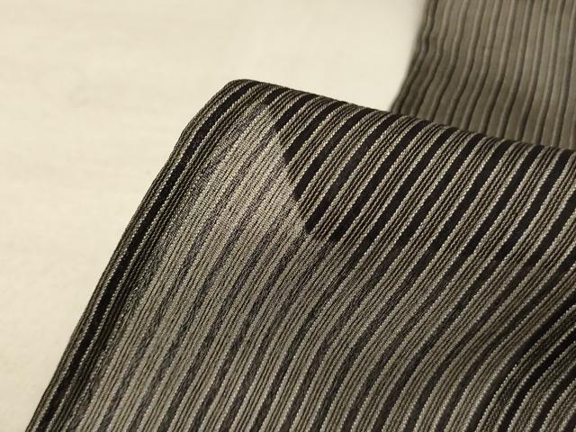 平和屋着物＊夏物 お召 紗 縞 黒地 正絹 逸品 AABE2634jd