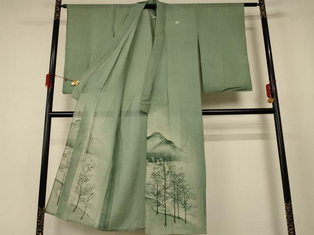 平和屋着物＊夏物 色留袖 絽 風景文 銀糸 正絹 逸品 AABE2636jd