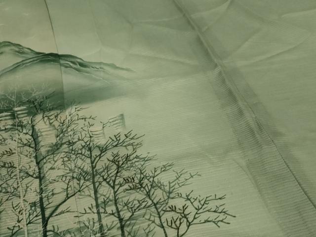 平和屋着物＊夏物　色留袖　絽　風景文　銀糸　正絹　逸品　AABE2636jd 平和屋着物＊夏物 色留袖 絽 風景文 銀糸 正絹 逸品 AABE2636jd