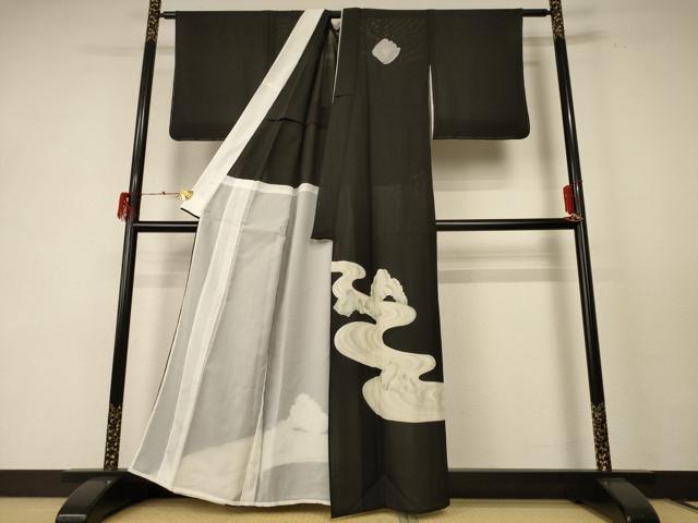 平和屋着物＊夏物 黒留袖 絽 流水文 正絹 逸品 AABE2638jd