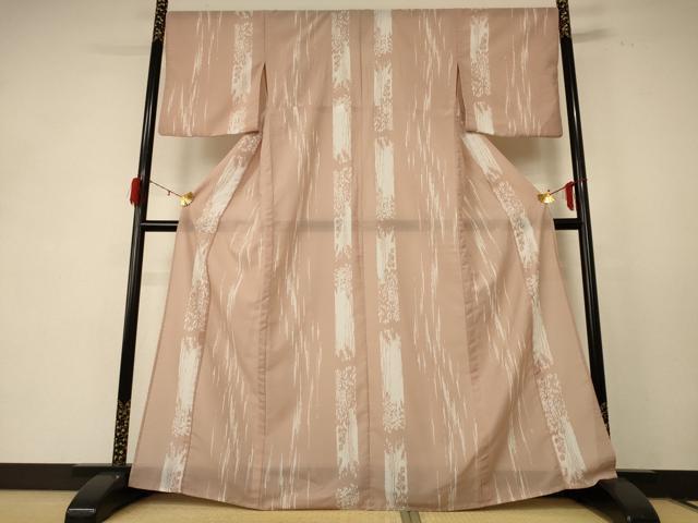 平和屋着物＊夏物 小紋 紅梅 草花シルエット 洗える着物 AABE2640jd