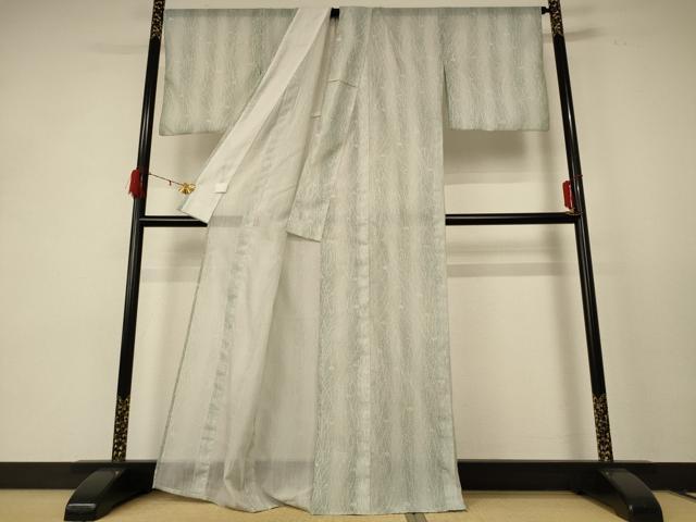 平和屋着物＊夏物 小紋 紗 舞花文 洗える着物 AABE2641jd