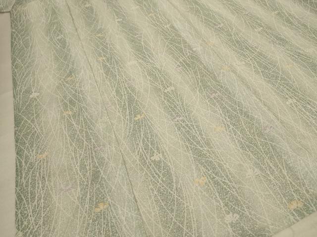 平和屋着物＊夏物 小紋 紗 舞花文 洗える着物 AABE2641jd
