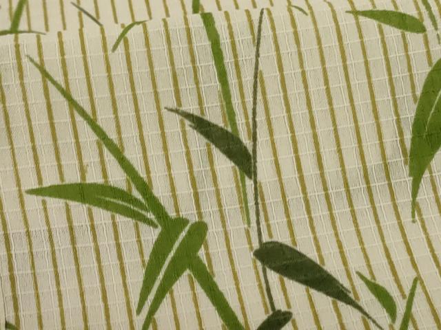 平和屋着物＊夏物 小紋 紅梅 笹竹文 洗える着物 AABE2642jd