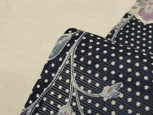 平和屋着物＊夏物 小紋 絽 更紗花文 洗える着物 AABE2644jd