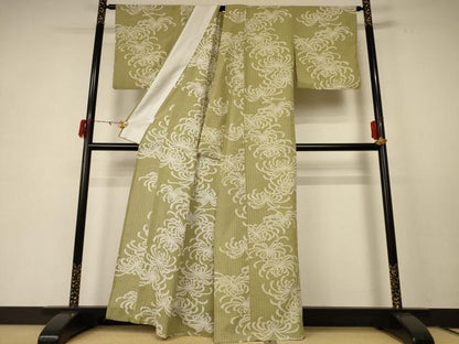 平和屋着物＊夏物 小紋 紗 乱菊 洗える着物 AABE2647jd