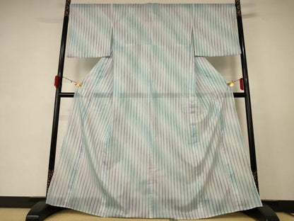 平和屋着物＊夏物 小紋 絽 縞 洗える着物 AABE2648jd