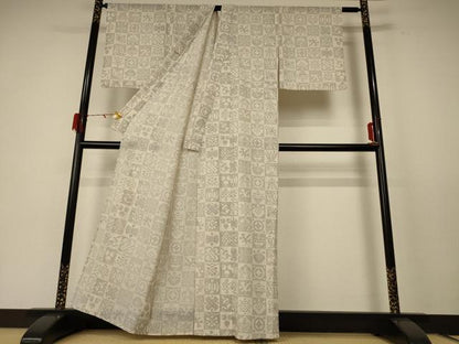 平和屋着物＊夏物 小紋 紗 幾何学文様 洗える着物 AABE2649jd