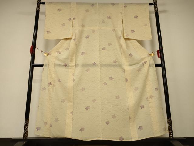 平和屋着物＊夏物 小紋 絽 舞花文 正絹 逸品 AABE2654jd