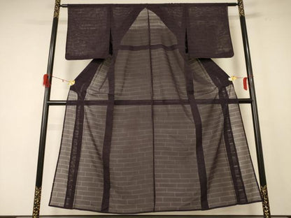 平和屋着物＊夏物 色無地 縦絽 黒鳶色 高島屋扱い 正絹 逸品 AABE2660jd