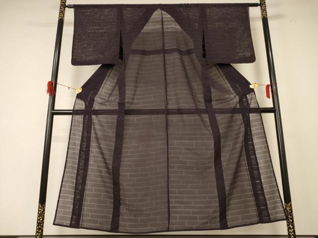 平和屋着物＊夏物 色無地 縦絽 黒鳶色 高島屋扱い 正絹 逸品 AABE2660jd