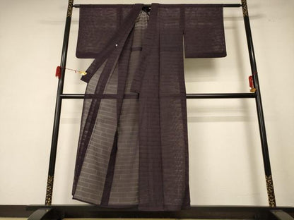 平和屋着物＊夏物 色無地 縦絽 黒鳶色 高島屋扱い 正絹 逸品 AABE2660jd