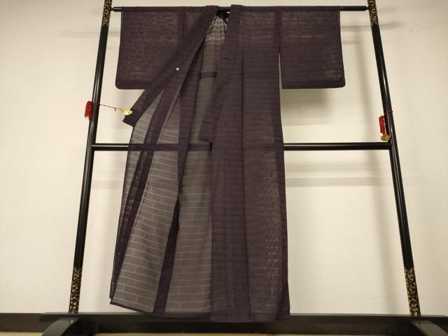 平和屋着物＊夏物 色無地 縦絽 黒鳶色 高島屋扱い 正絹 逸品 AABE2660jd