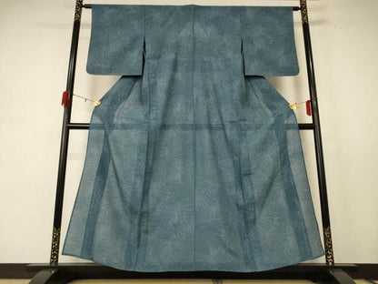 平和屋着物＊夏物 駒鋁上布 縦絽 乱菊 反端付き 正絹 逸品 AABE2663jd