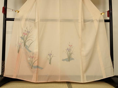 平和屋着物＊夏物 訪問着 絽 流水草花文 暈し染め 正絹 逸品 AABE2668jd