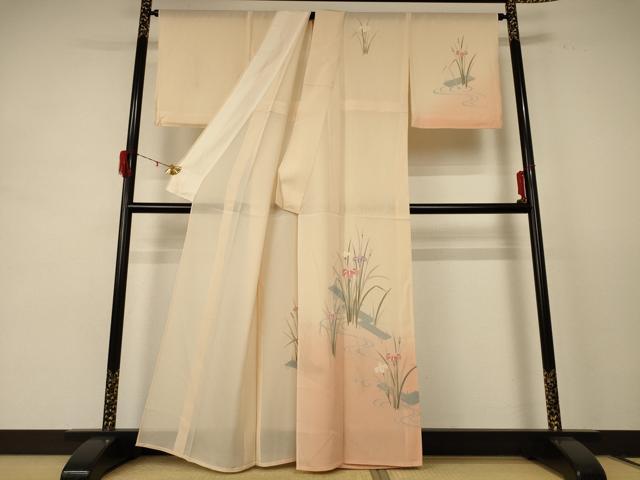 平和屋着物＊夏物 訪問着 絽 流水草花文 暈し染め 正絹 逸品 AABE2668jd