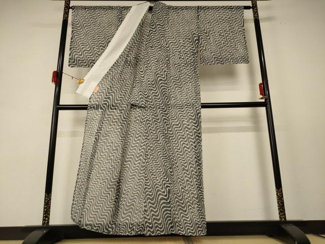 平和屋着物＊夏物 小紋 紗 流水文 AABE2670jd