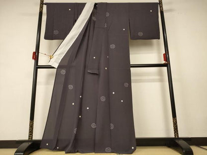 平和屋着物＊夏物 小紋 絽 絞り 渦 正絹 逸品 AABE2671jd