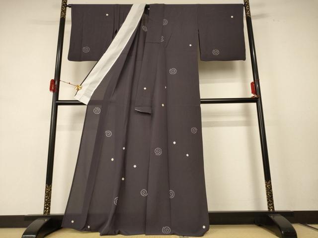 平和屋着物＊夏物 小紋 絽 絞り 渦 正絹 逸品 AABE2671jd